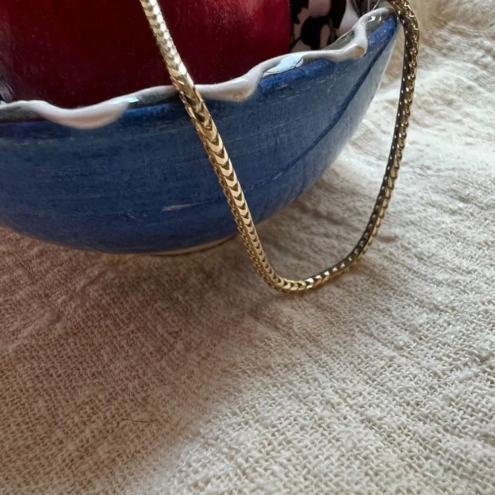 14K real gold 1.6mm Franco RD Chain,Fancy Chain Bracelet perfect gift for anyone